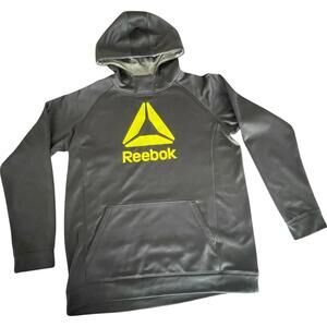 Reebok Hooded Performance Fleece Mens XL Black Gray Play Warm  Long Sleeve